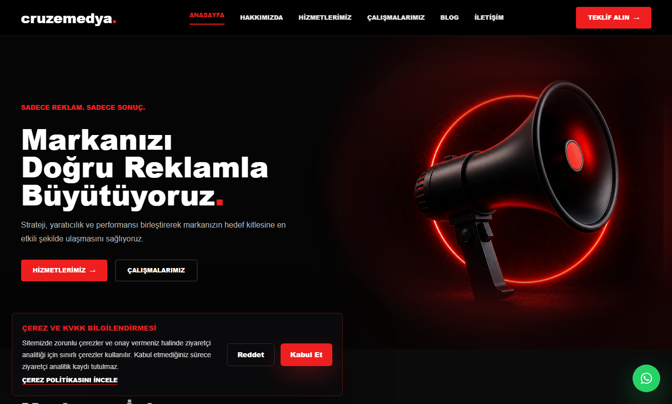 Cruze Medya web site ekran görüntüsü